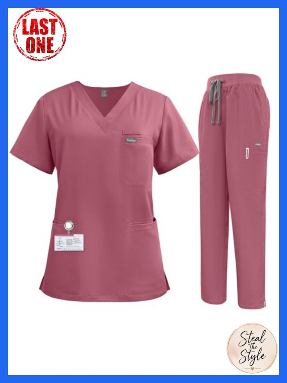 Women's V-Neck Scrub Set Stretch 10 Pocket Drawstring Medical Uniform